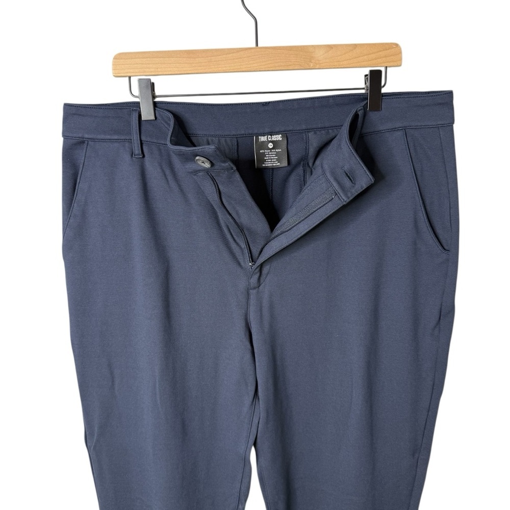 True Classic Navy Blue Casual Chino Pants Size 38 Stretch - Picture 3 of 6